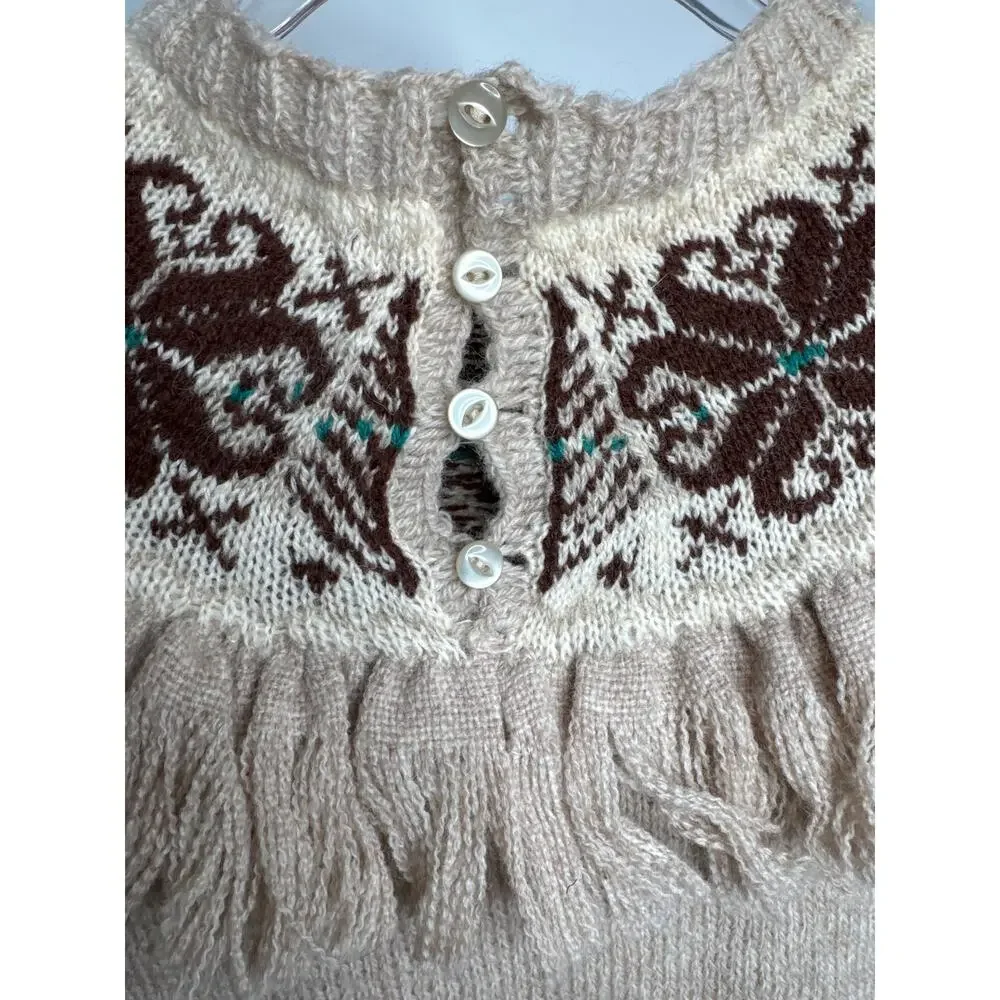 1970s Unbranded Nordic Knit Sweater & Skirt Set w/ Belt medium